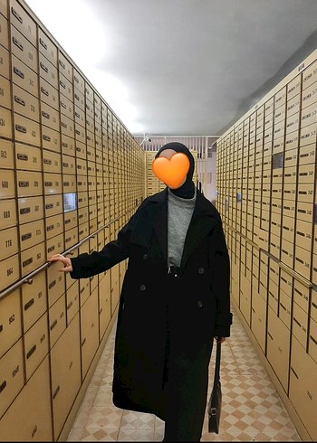 s Beden siyah Renk LCW Vision Oversize Siyah Kadın Kaşe Kaban