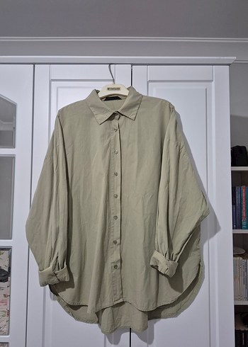l Beden Kadın Oversize Haki Gömlek