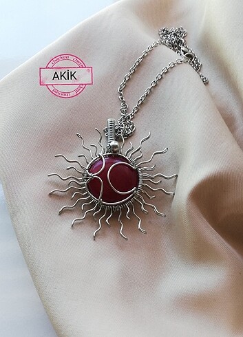 Tasarım doğal taş kolye 