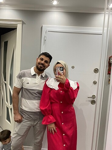 Diğer Boydan düğmeli krep elbise