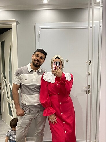 38 Beden Boydan düğmeli krep elbise