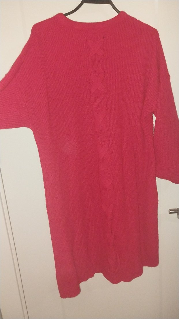 Kırmızı Triko Kadın elbise kazak - Görsel 2