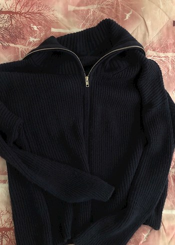 Zara Fermuarlı, Yüksek Yakalı Lacivert Kadın Triko