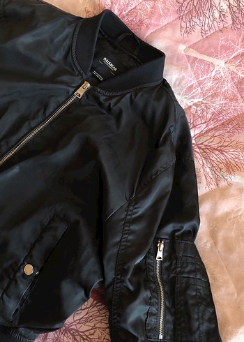 xl Beden siyah Renk Pull&Bear Siyah Fermuarlı Kadın bomber Ceket
