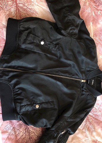 xl Beden Pull&Bear Siyah Fermuarlı Kadın bomber Ceket