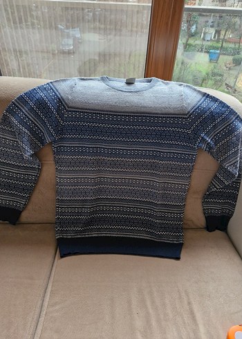 Gri Uzun Kollu Erkek Triko Kazak - Görsel 2