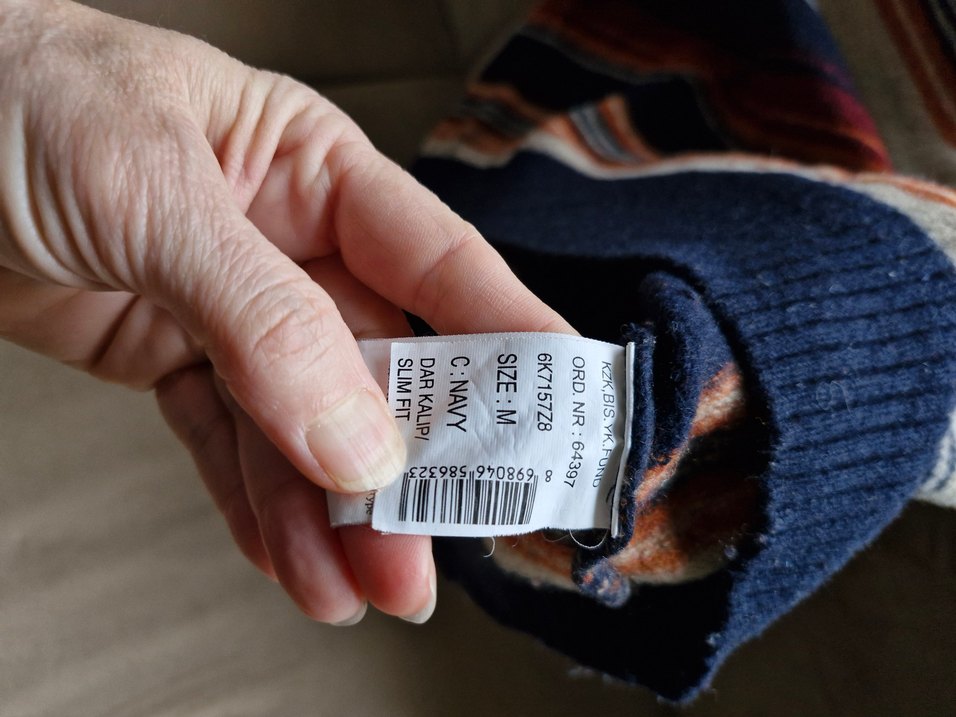 Bohem Renkli Çizgili Uzun Kollu erkek Kazak - Görsel 5