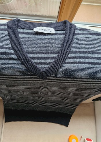 Gri V Yaka Erkek Triko Kazak - Görsel 6