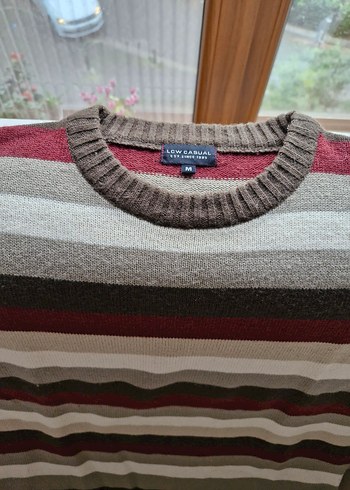 Gri Çizgili Rahat Kesim Erkek Kazak - Görsel 3