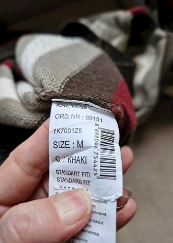 Gri Çizgili Rahat Kesim Erkek Kazak - Görsel 5