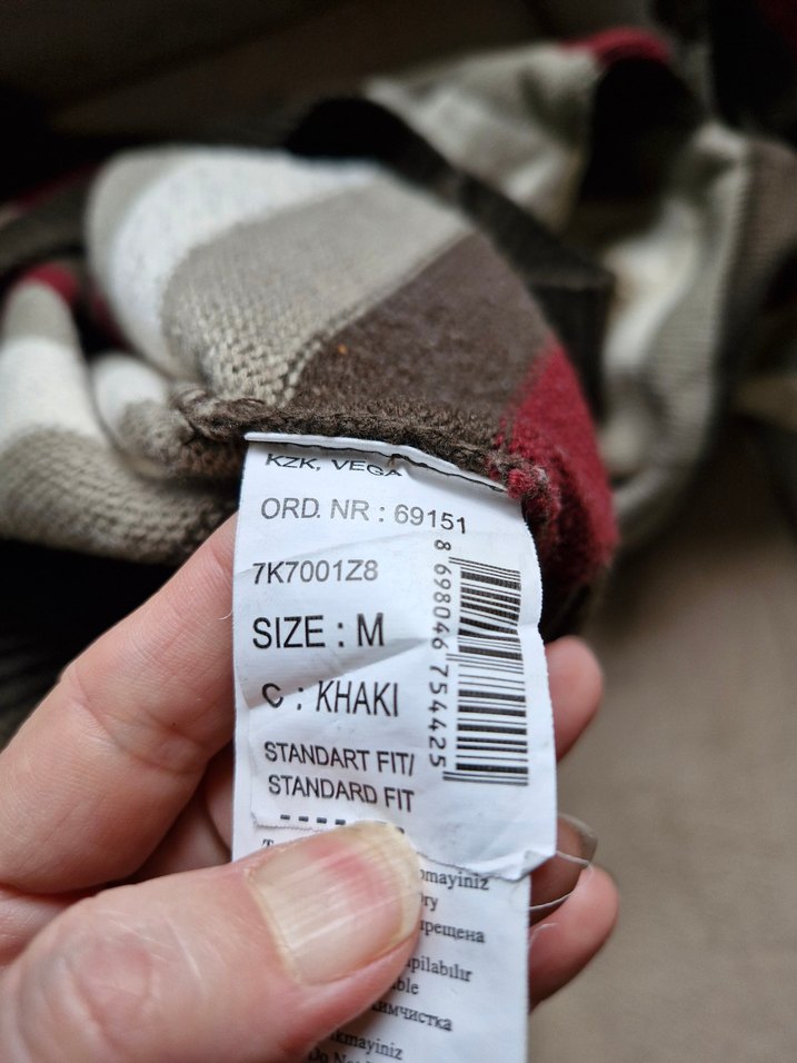 Gri Çizgili Rahat Kesim Erkek Kazak - Görsel 5