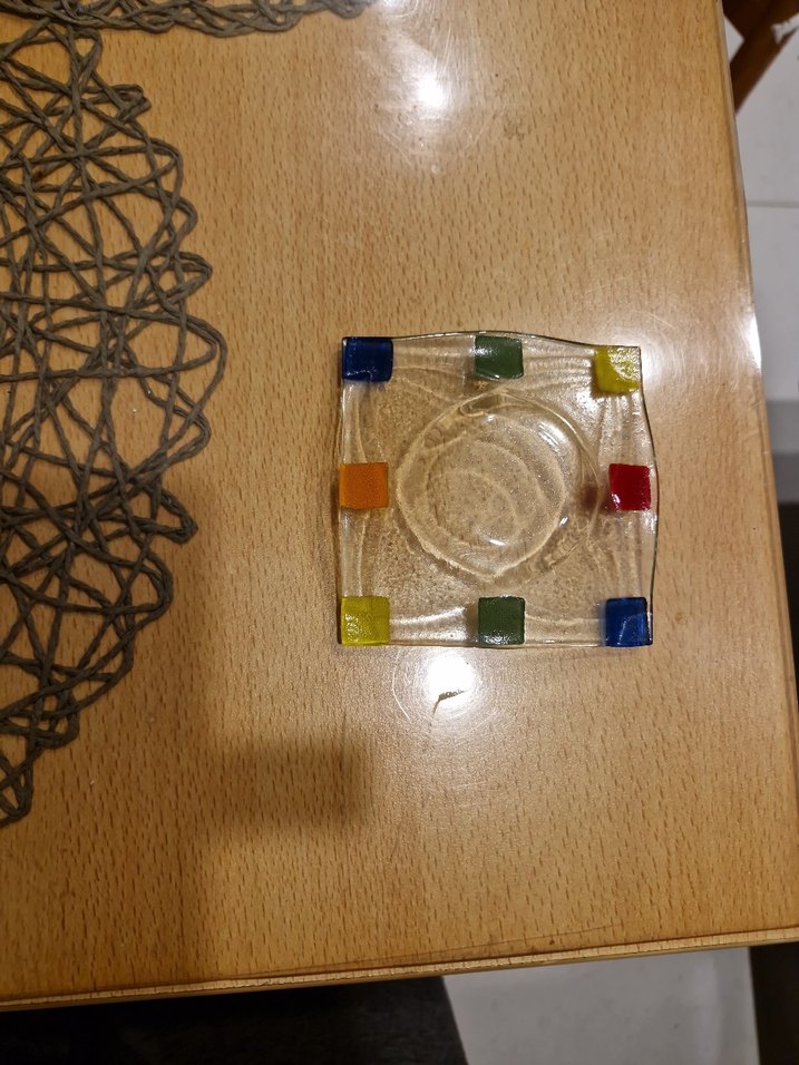 Renkli Soyut Desenli Cam 6 adet cay tabağı - Görsel 4