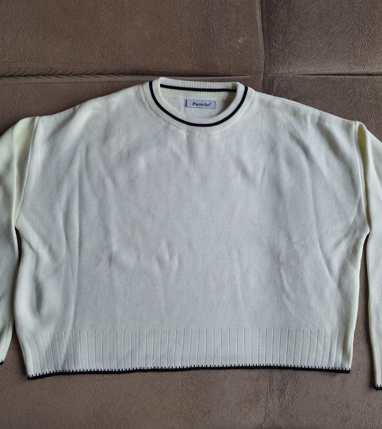 Pomella krem bisiklet Yaka Örgü Kadın Kazak - Görsel 3