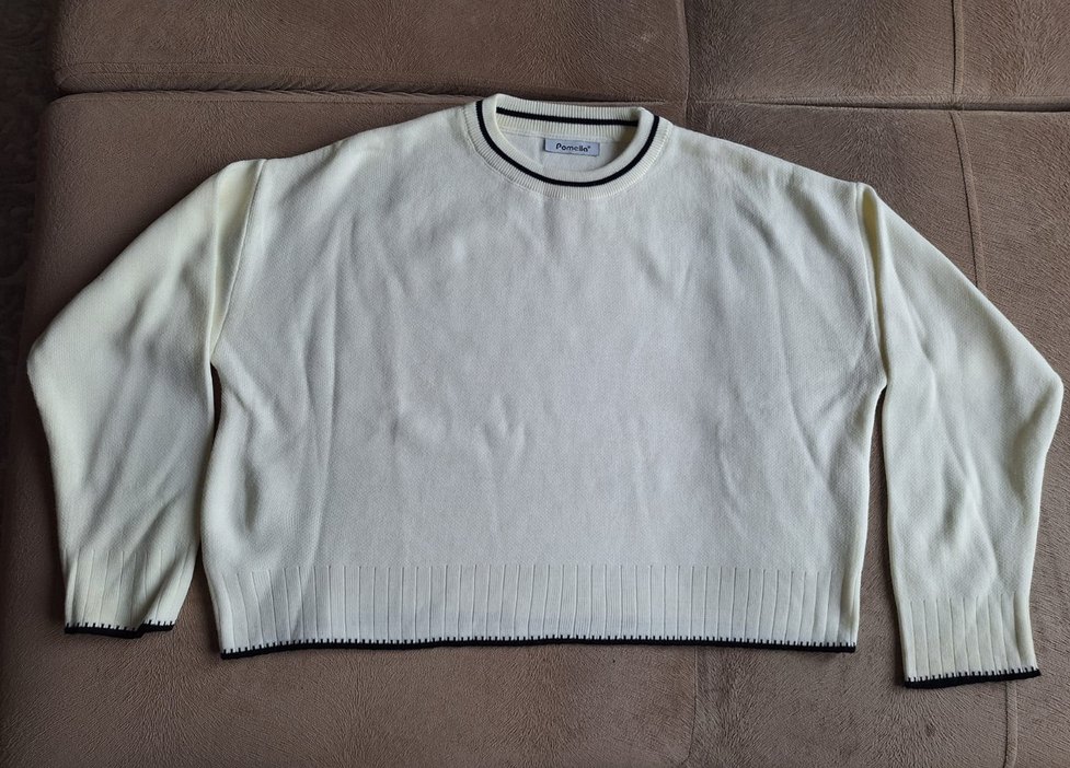 Pomella krem bisiklet Yaka Örgü Kadın Kazak - Görsel 2