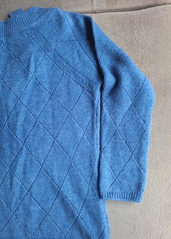 V Yaka mavi Örgü Kadın Kazak - Görsel 7