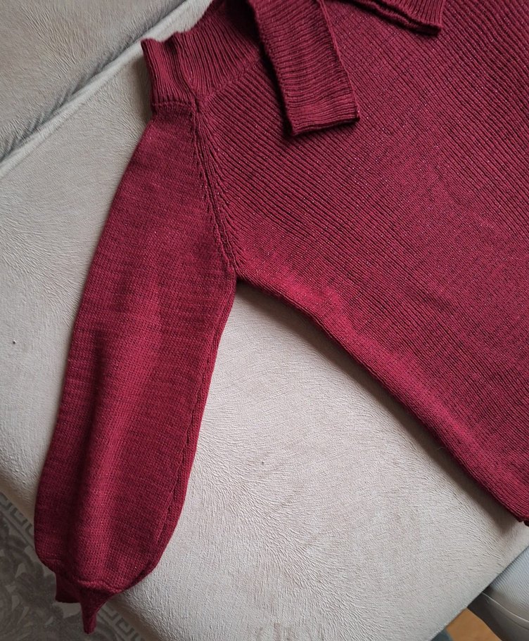 Bordo Kadın simli çapraz yaka açık omuz detaylı Triko Kazak - Görsel 5