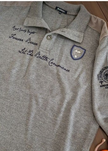 Düğmeli Gri Erkek kazak - Görsel 3