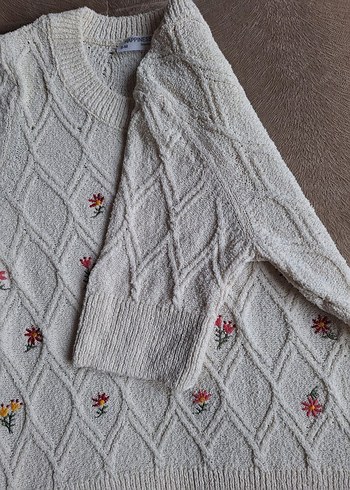 Nakışlı Bohem Kadın Triko Kazak - Görsel 5