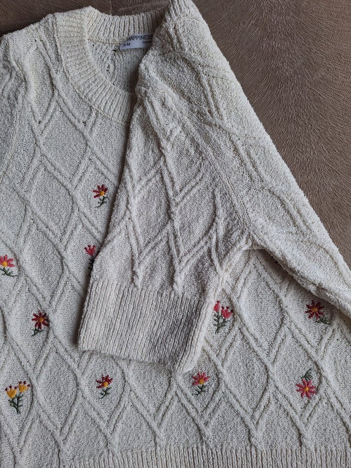 Nakışlı Bohem Kadın Triko Kazak - Görsel 5