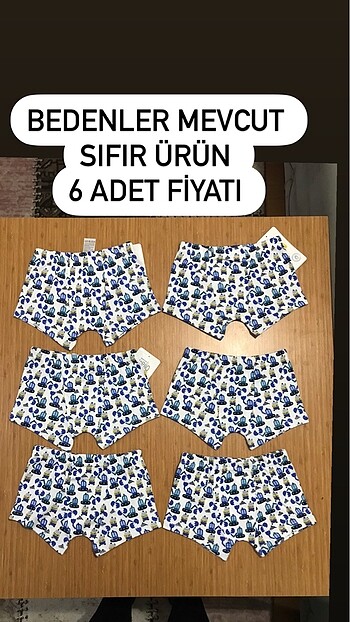 Erkek çocuk boxer 6 adet fiyatıdır sıfır ürün