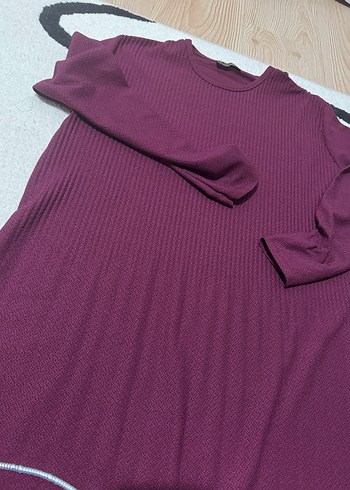 Bordo Uzun Kollu Salaş Tunik - Görsel 3