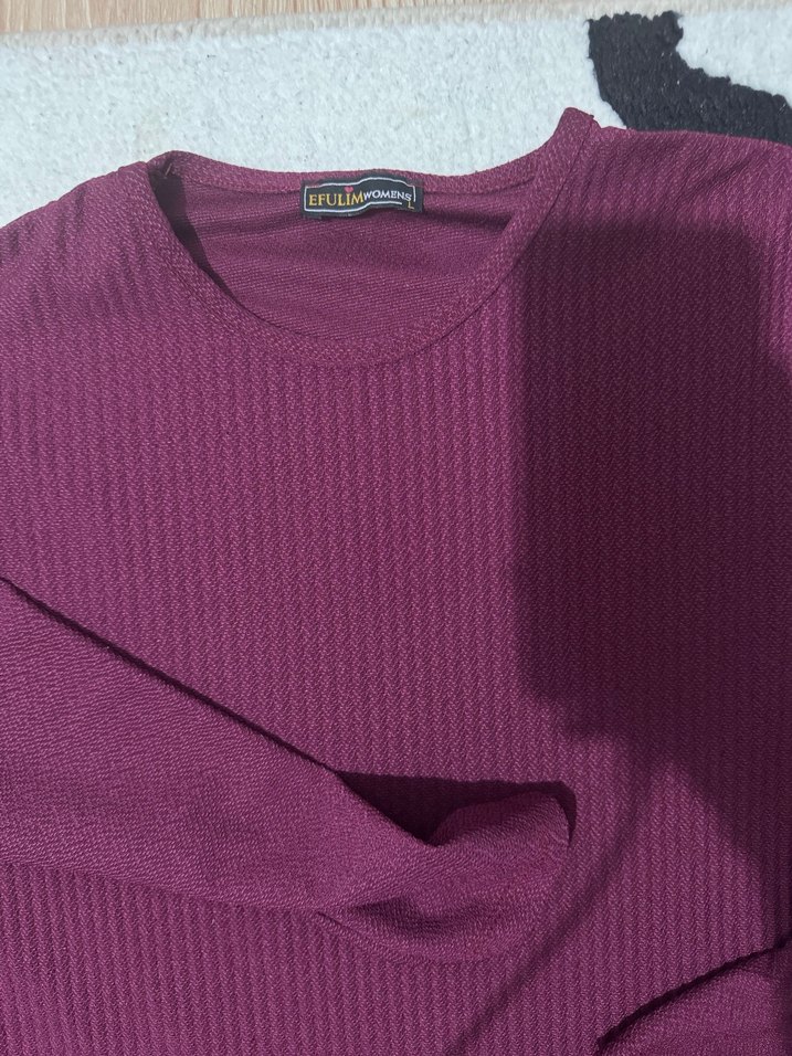 Bordo Uzun Kollu Salaş Tunik - Görsel 2