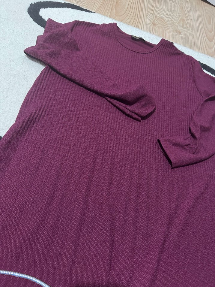 Bordo Uzun Kollu Salaş Tunik - Görsel 3