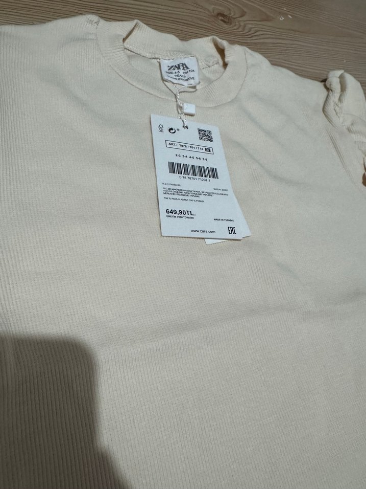 Kız Çocuk krem  Uzun Kollu Fırfırlı Badi - Görsel 3