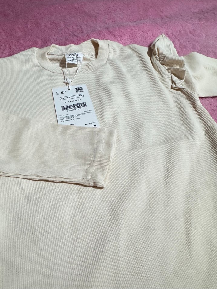 Kız Çocuk krem  Uzun Kollu Fırfırlı Badi - Görsel 2