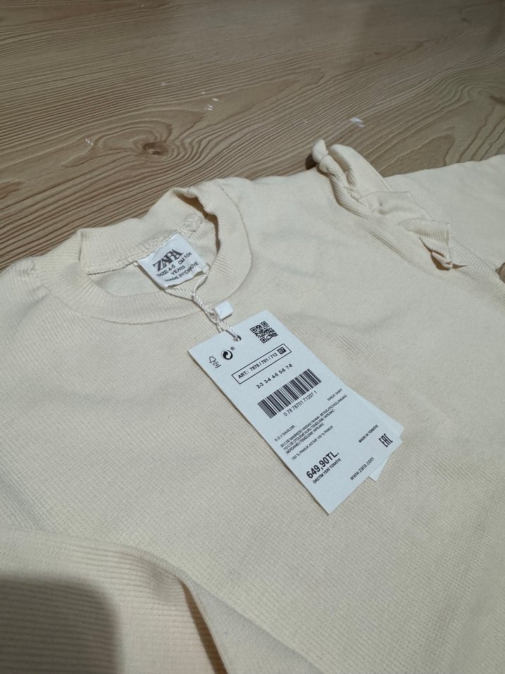 Kız Çocuk krem  Uzun Kollu Fırfırlı Badi - Görsel 4