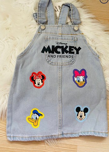 Kız Çocuk Gri Denim Mickey Elbise - Görsel 2