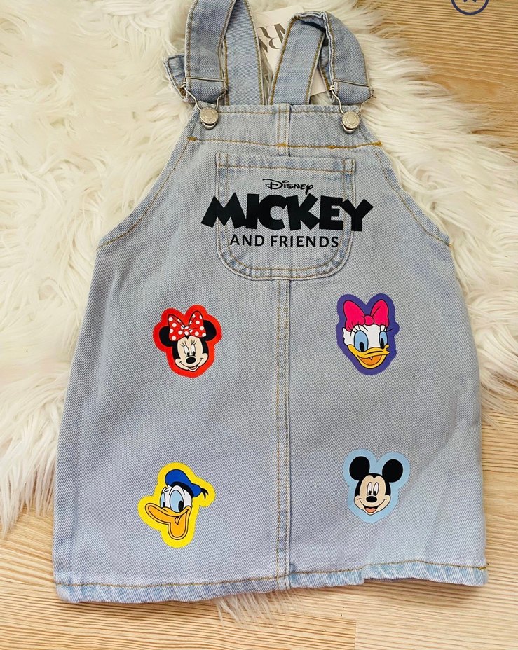 Kız Çocuk Gri Denim Mickey Elbise - Görsel 2