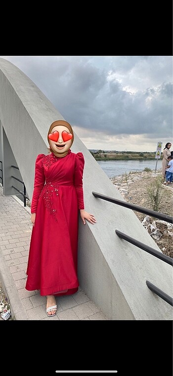 Tesettür kırmızı abiye