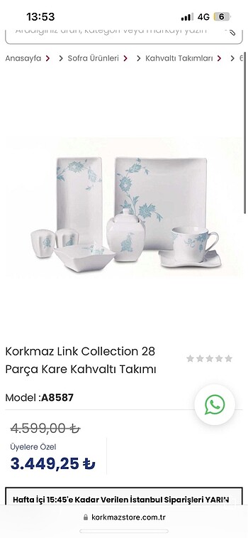 Korkmaz kahvaltı takımı