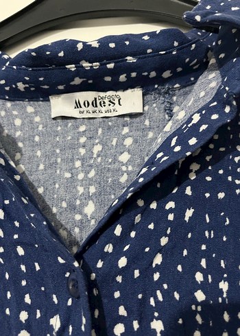 Uzun Kollu Mavi Batik Desenli Kadın Gömlek - Görsel 3