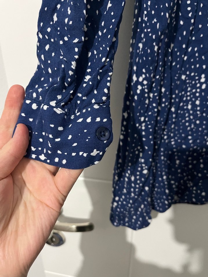 Uzun Kollu Mavi Batik Desenli Kadın Gömlek - Görsel 2