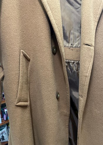 Bej Kadın Yün Midi Klasik Kaban - Görsel 2