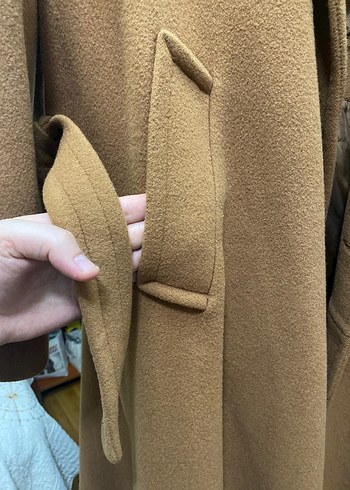 Bej Kadın Yün Midi Klasik Kaban - Görsel 4