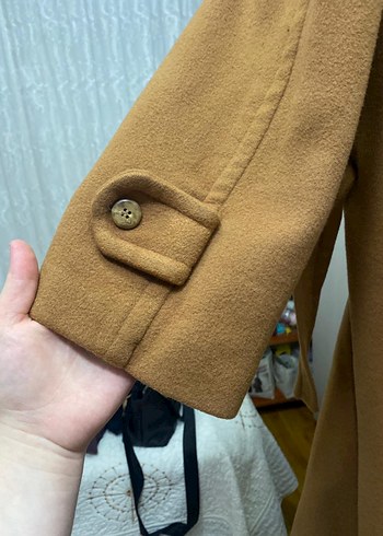 Bej Kadın Yün Midi Klasik Kaban - Görsel 3