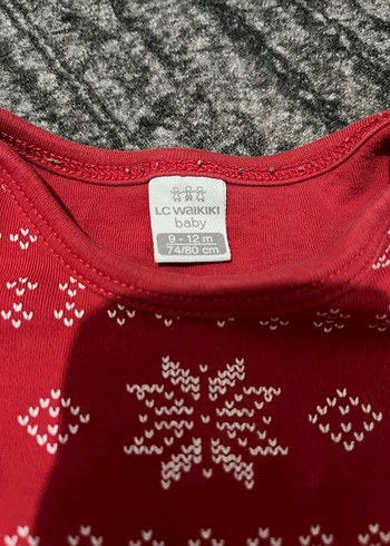 Kırmızı Örgü Uzun Kollu Bebek Body - Görsel 2