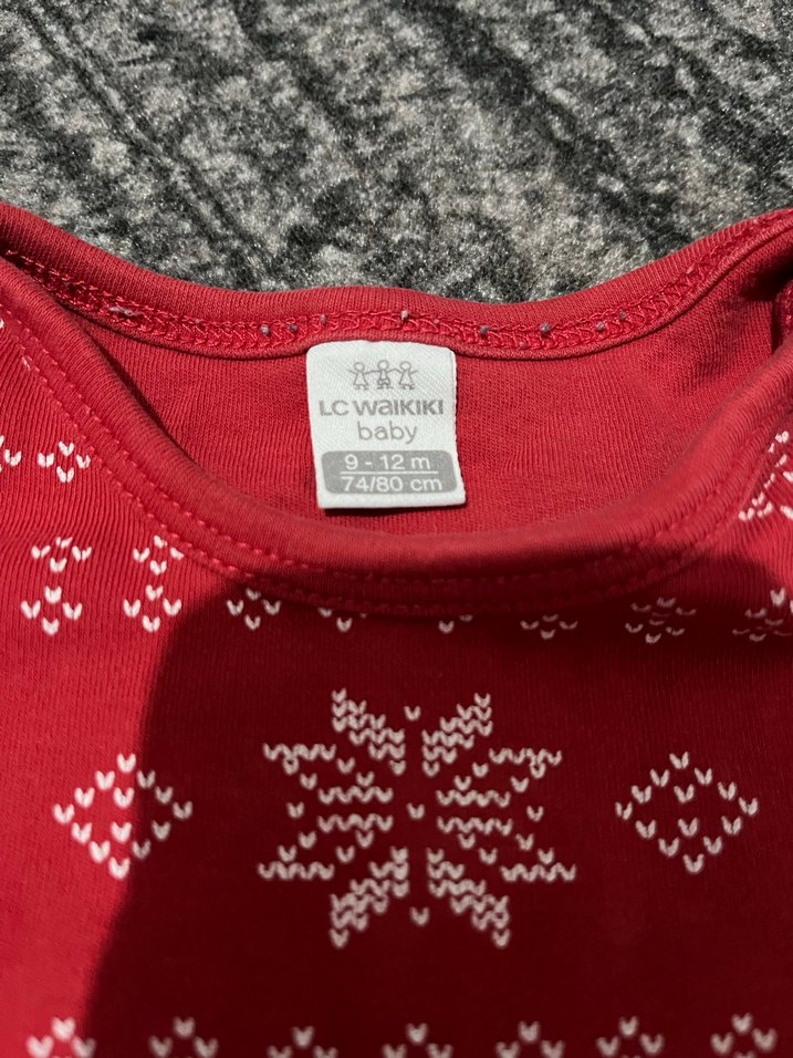 Kırmızı Örgü Uzun Kollu Bebek Body - Görsel 2
