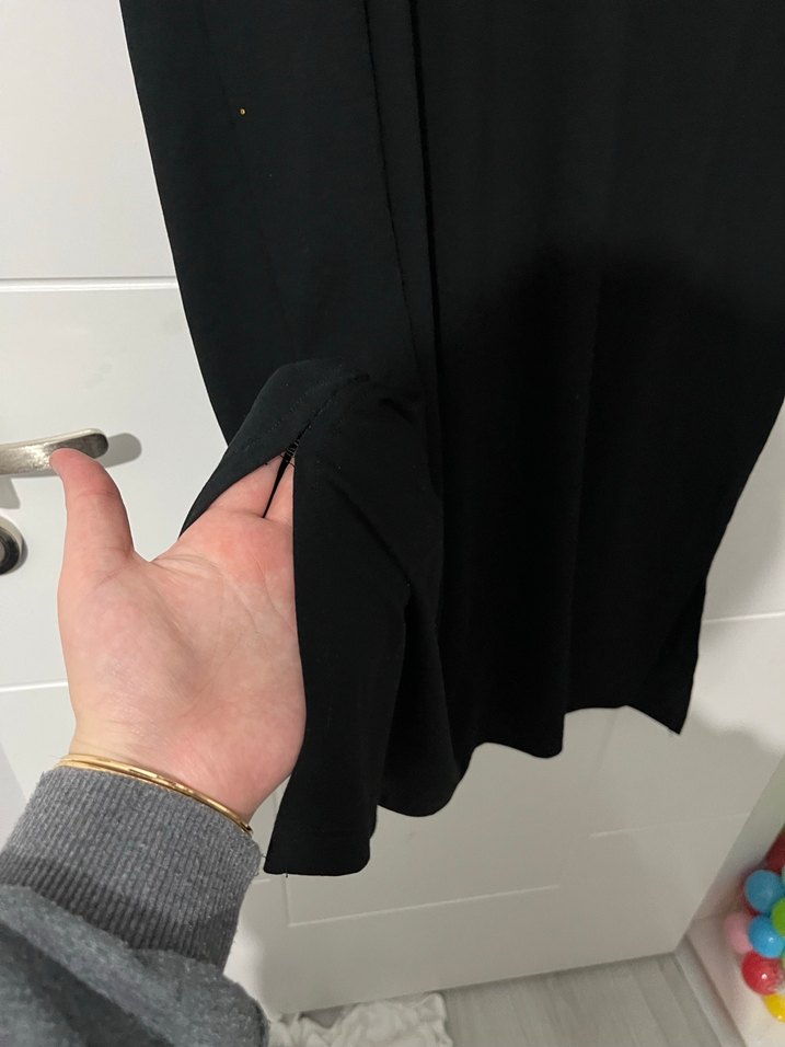 Siyah Kadın Uzun Kollu Salaş Elbise - Görsel 3