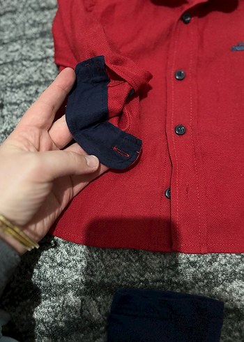 Uzun Kollu Koyu Kırmızı Erkek Çocuk Gömlek - Görsel 3