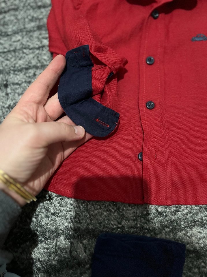 Uzun Kollu Koyu Kırmızı Erkek Çocuk Gömlek - Görsel 3