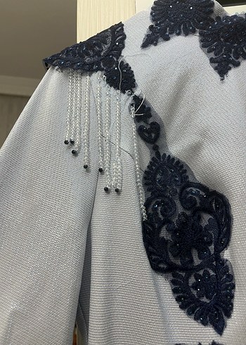 Uzun Kollu Gri Bohem Gotik Elbise - Görsel 3