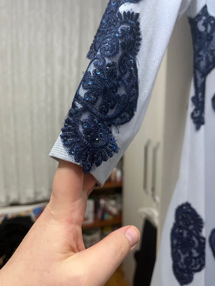 Uzun Kollu Gri Bohem Gotik Elbise - Görsel 2