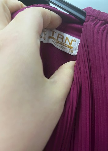 Bordo Pilili Uzun Kadın Elbise - Görsel 4