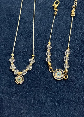 Mini Altın Renkli Boncuklu Kadın Kolye - Görsel 2