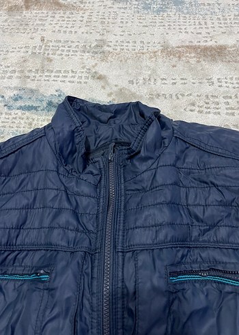 Erkek Lacivert Fermuarlı Midi Ceket - Görsel 3