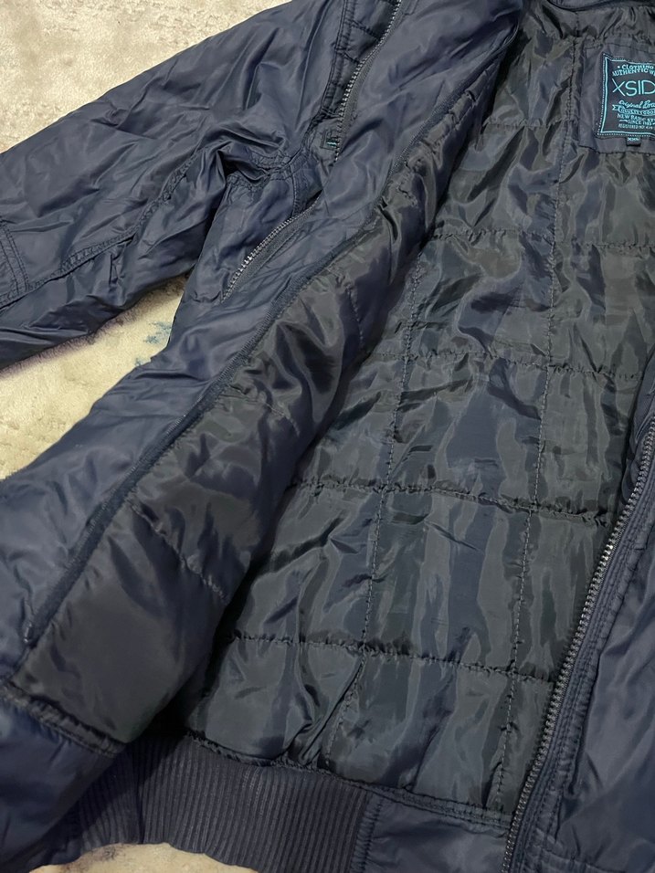 Erkek Lacivert Fermuarlı Midi Ceket - Görsel 5